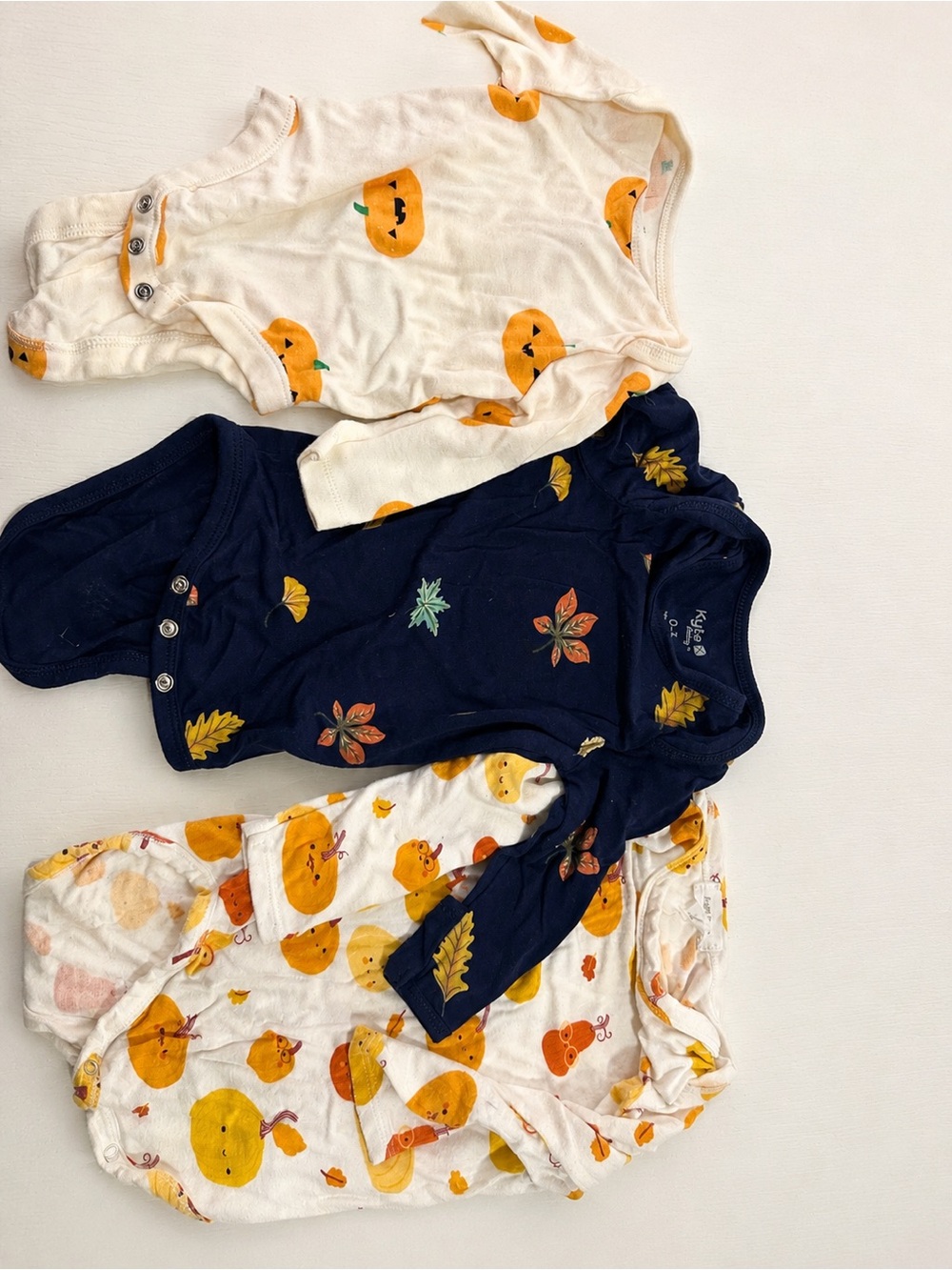 NB Pumpkin & Fall Print Long-Sleeve Bodysuits - Kyte